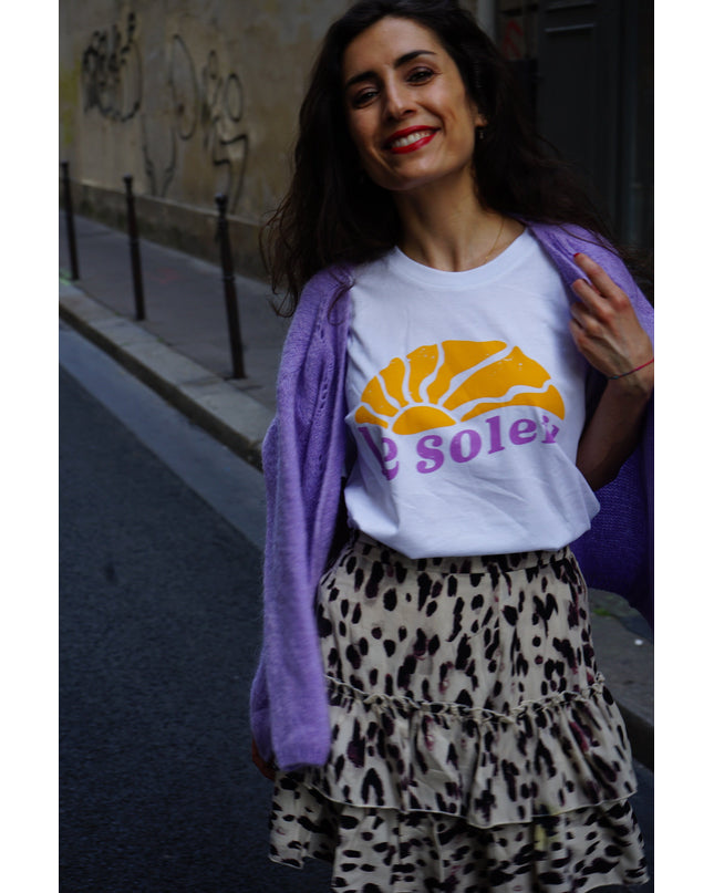 Le Soleil T-Shirt - Weiß /Orange & Lila