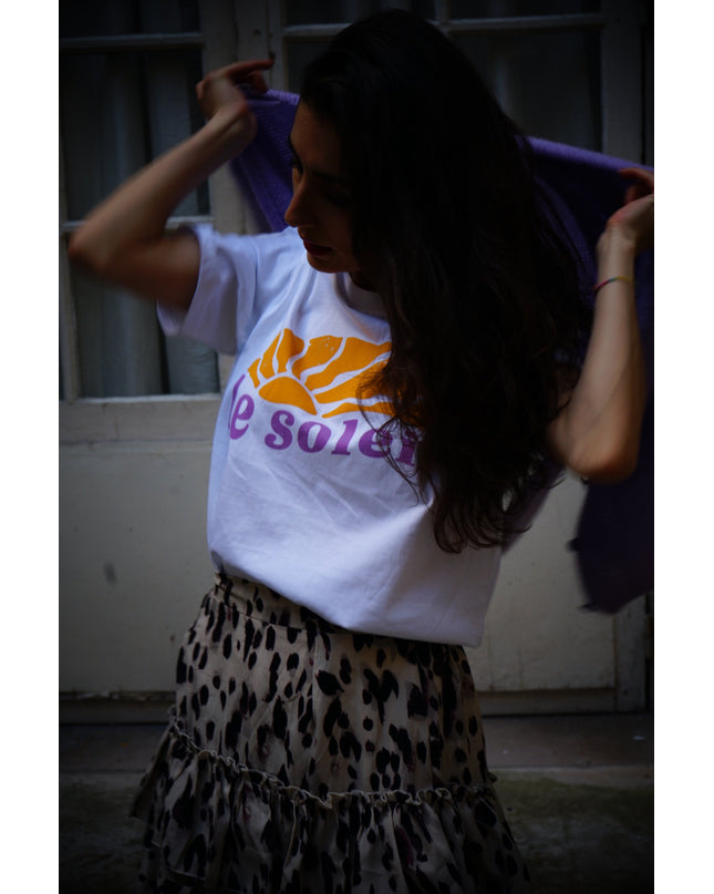 Le Soleil T-Shirt - Weiß /Orange & Lila