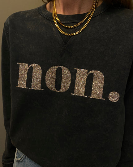 Non. Sweatshirt - Schwarzgrau Vintage/Glitzer