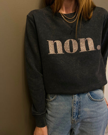 Non. Sweatshirt - Schwarzgrau Vintage/Glitzer