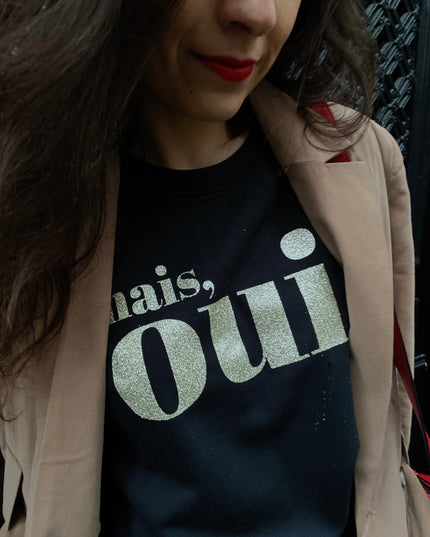 Mais, Oui! Sweatshirt - Schwarz/Glitzer Gold