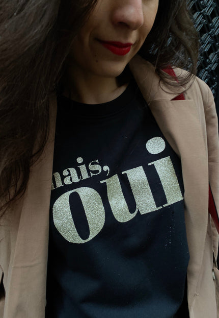 Mais, Oui! Sweatshirt - Schwarz/Glitzer Gold