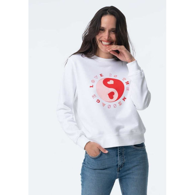 PARADISE HEARTS love is the message Sweater - weiß / rosarot