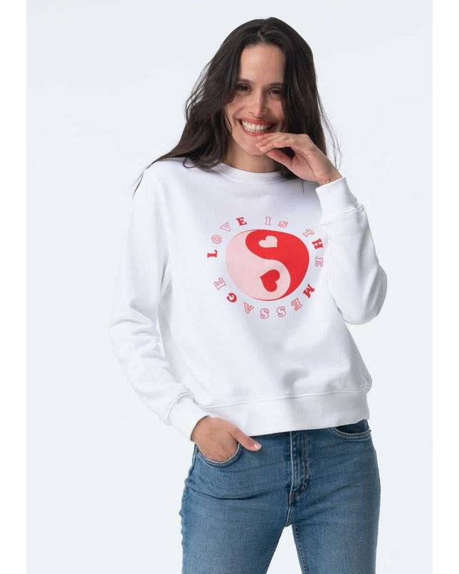 PARADISE HEARTS love is the message Sweater - weiß / rosarot