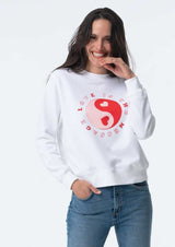 PARADISE HEARTS love is the message Sweater - weiß / rosarot