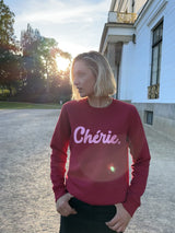 Chérie Sweatshirt - Kirschrot/Rosa Glitzer