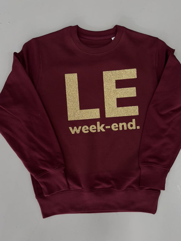 Le WEEKEND Sweatshirt - Bordeaux / Gold