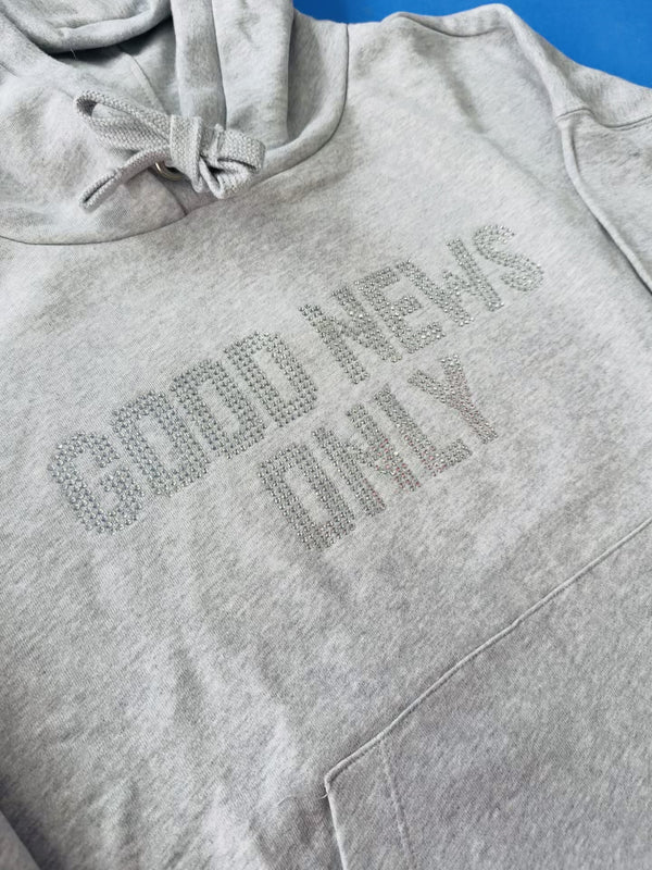 PARADISE HEARTS Good news only hoodie - grau glitzer