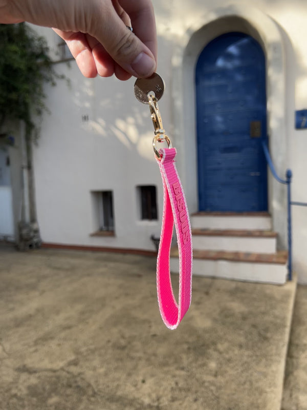 Schlüsselanhänger BISOUS - neon pink / Glitzer