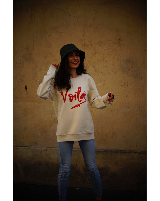 Voilà Sweatshirt - Offwhite/Rot