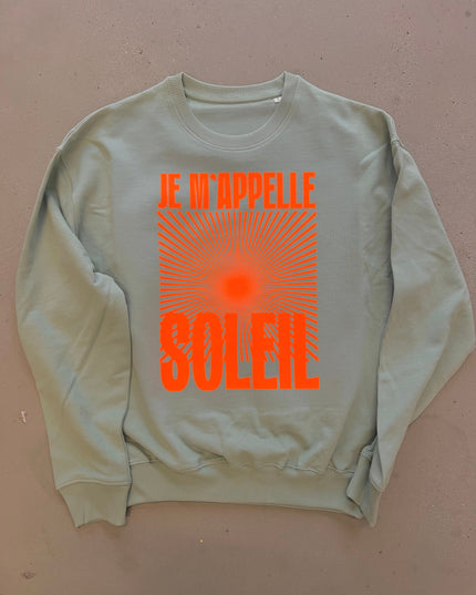 Je m'appelle Soleil Sweatshirt - Mint/Neon Orange