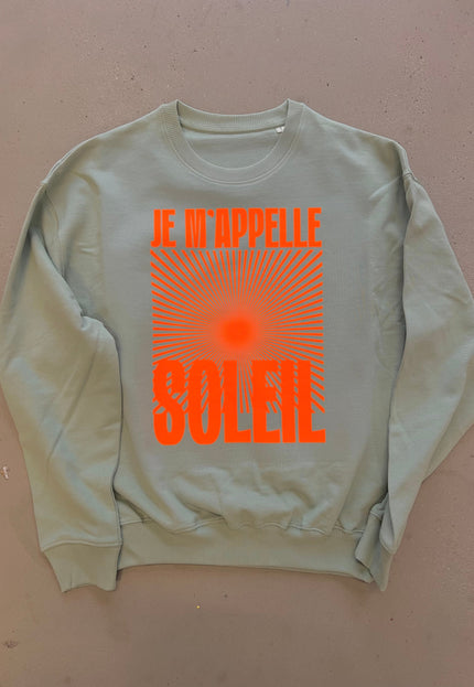 Je m'appelle Soleil Sweatshirt - Mint/Neon Orange