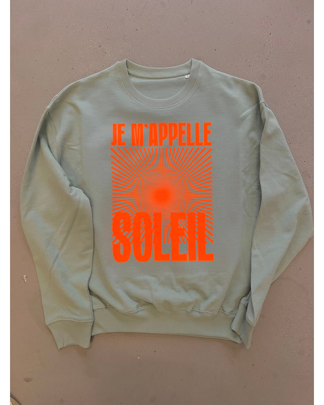 Je m'appelle Soleil Sweatshirt - Mint/Neon Orange
