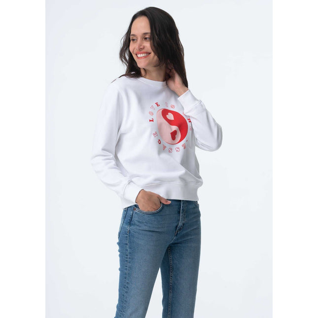 PARADISE HEARTS love is the message Sweater - weiß / rosarot
