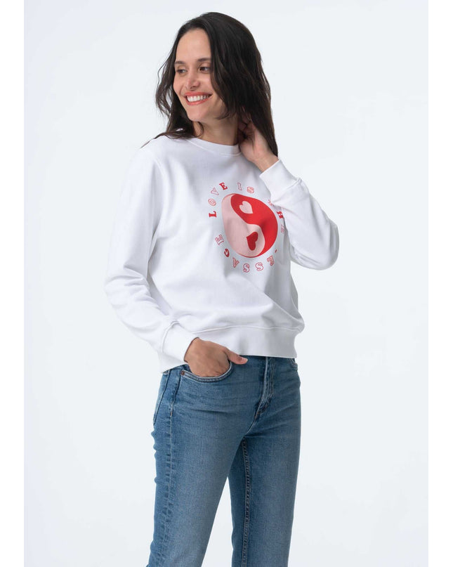 PARADISE HEARTS love is the message Sweater - weiß / rosarot