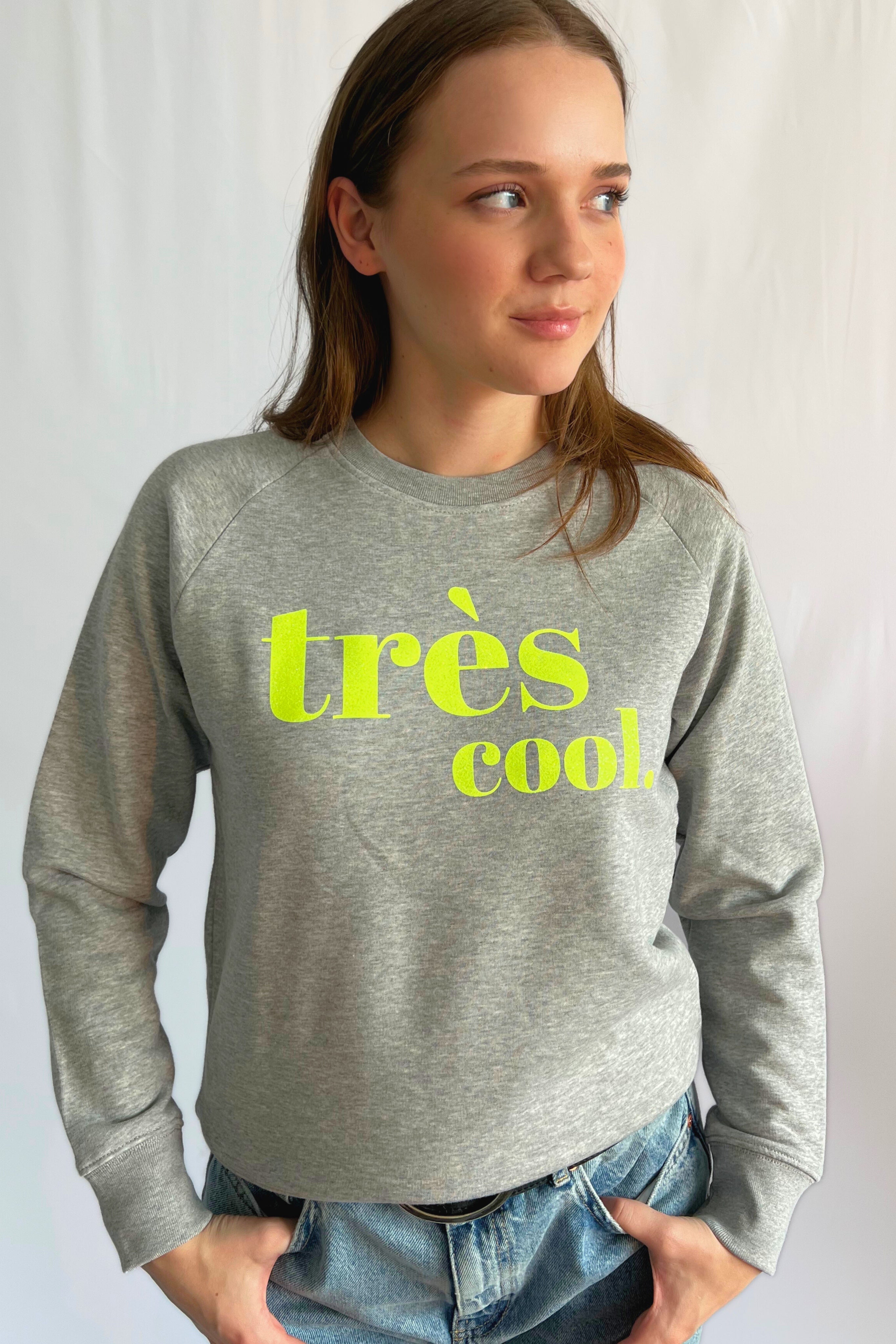 Très cool Sweatshirt - Grau/Neon Gelb Glitzer