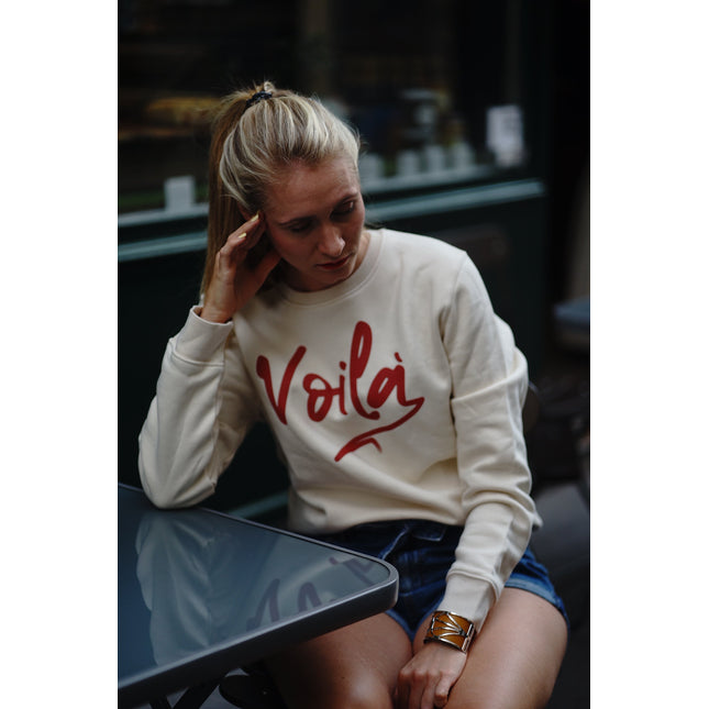 Voilà Sweatshirt - Offwhite/Rot