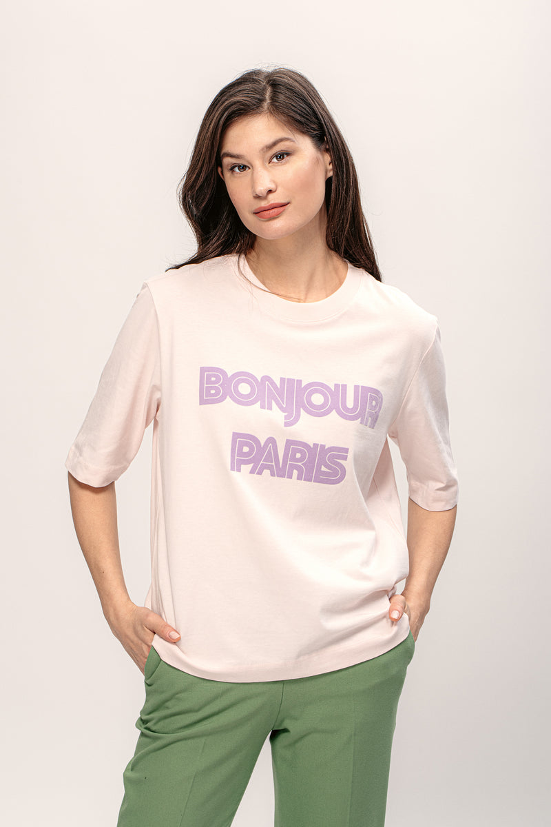 Bonjour Paris T-Shirt - Rosa/Flieder