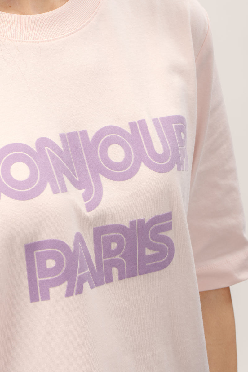 Bonjour Paris T-Shirt - Rosa/Flieder