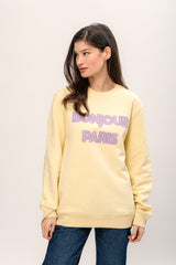 Bonjour Paris Sweater - Yellow/Lightpurple