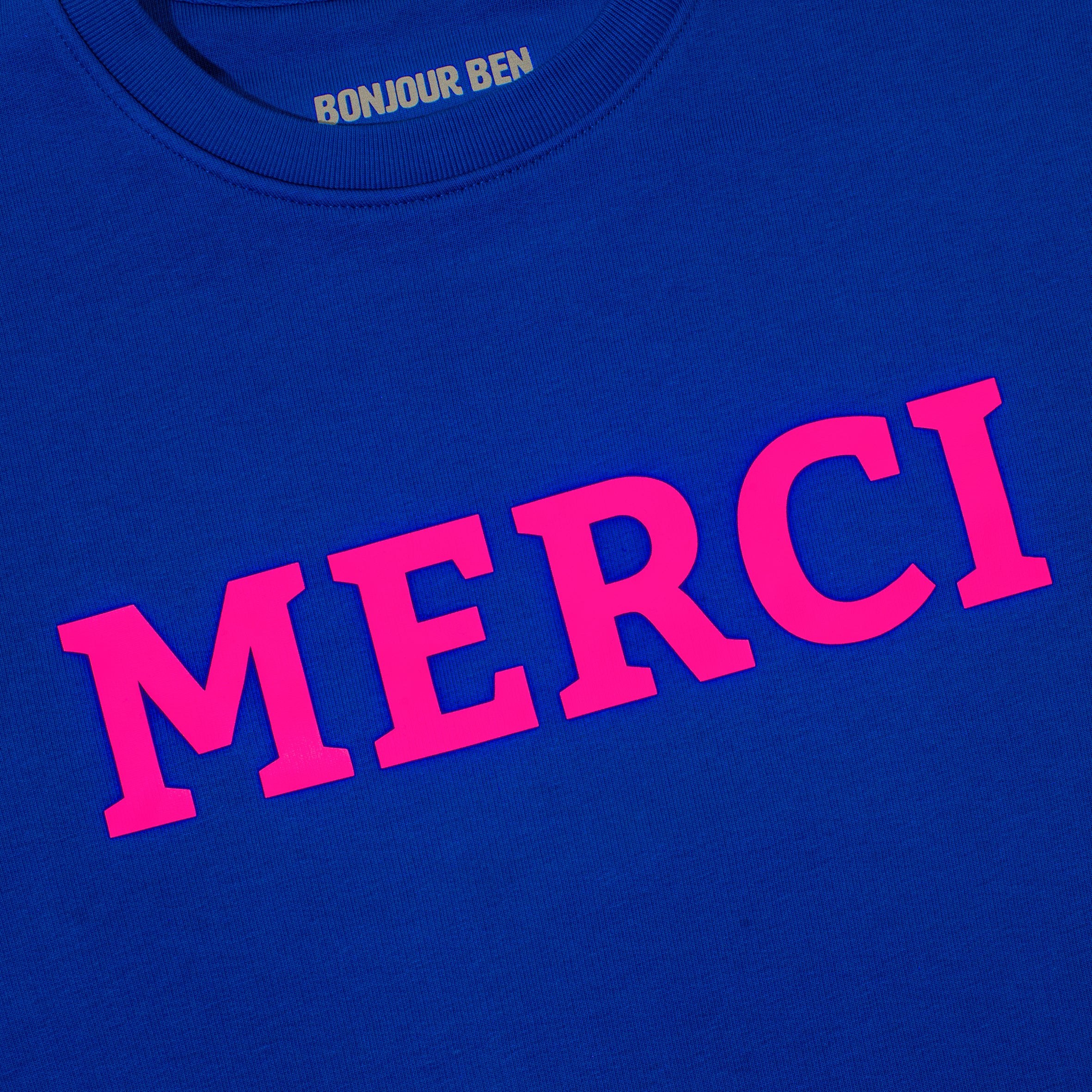 Merci Sweatshirt - Blau/Neon Pink