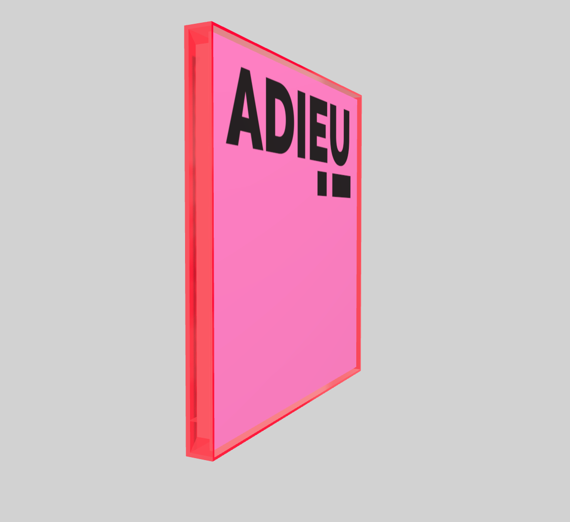 ADIEU! print in plexiglass frame 41,4 cm x 41,4cm