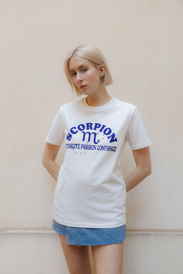 Zodiac signs T-Shirt Scorpio - White/Blue 