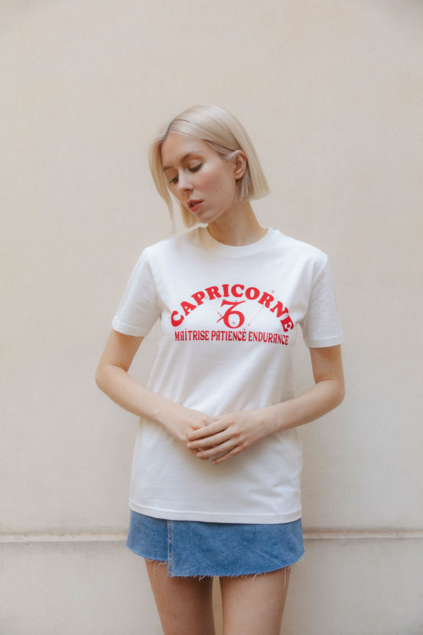 Zodiac signs T-Shirt Capricorn - White/Red