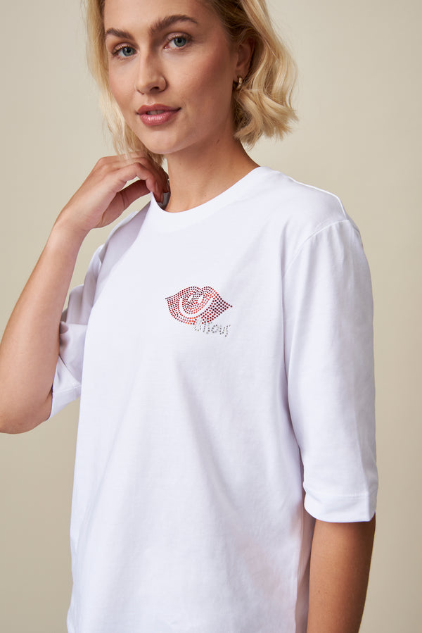 Bisous T-Shirt - Weiß / Strass