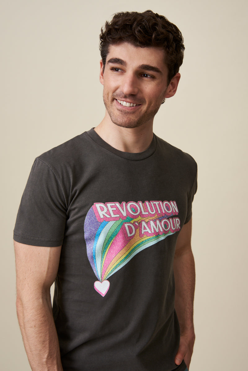 Revolution d'amour T-Shirt - Vintage Schwarz / Rainbow Glitzer