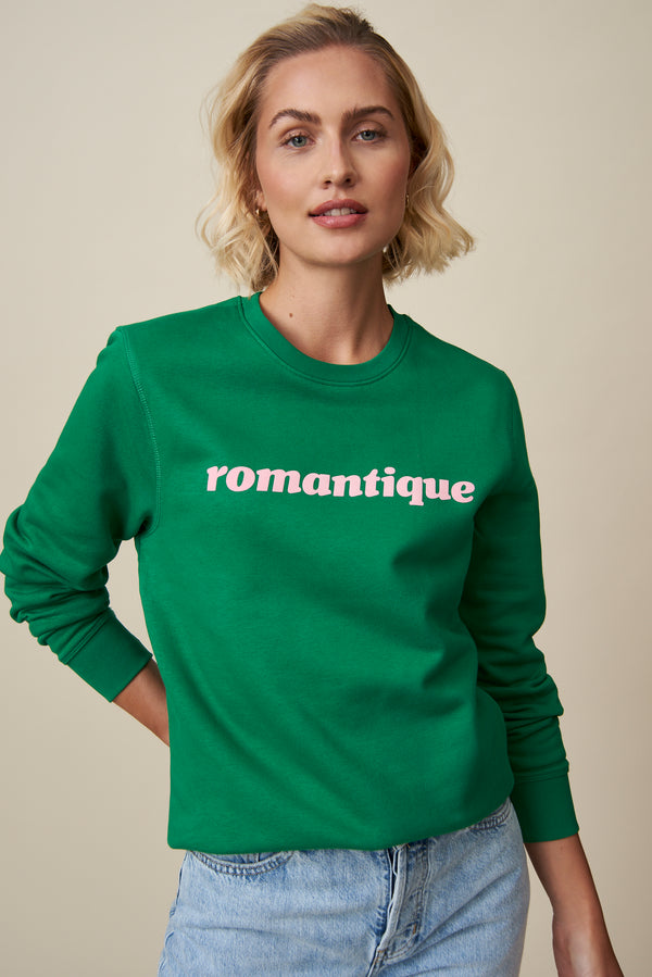 Romantique Sweatshirt - Grün / Rosa