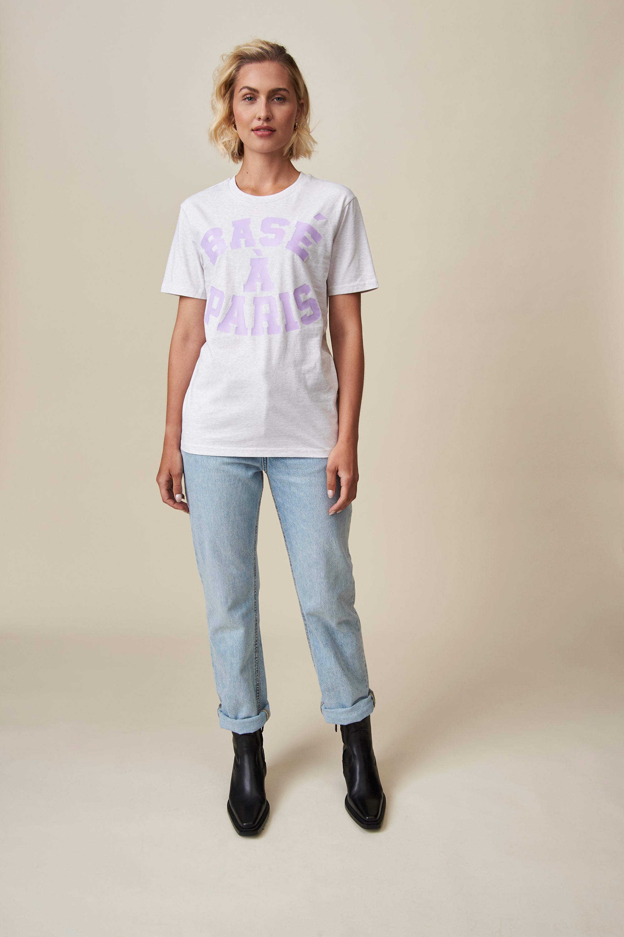 Basé à Paris T-Shirt - light gray /lavender