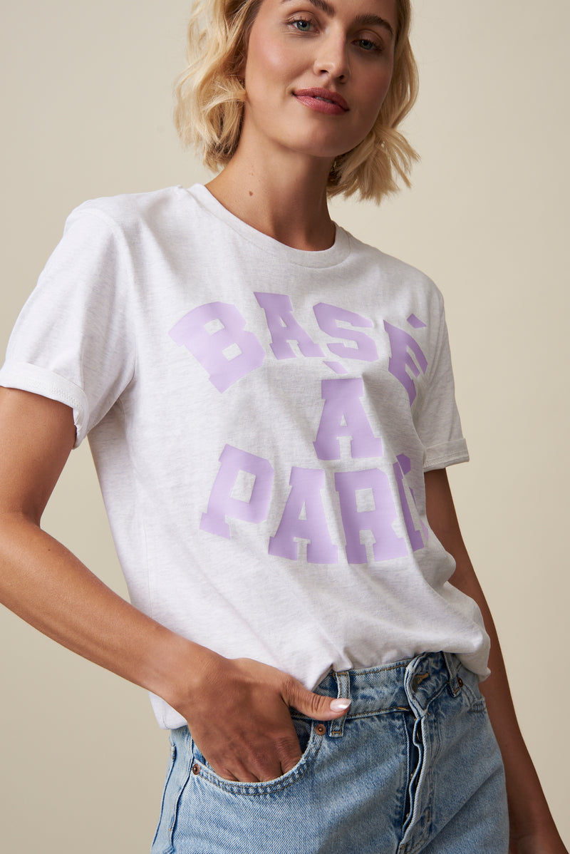 Basé à Paris T-Shirt - Hellgrau/Lavendel
