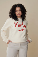 Voilà Sweatshirt - Offwhite/Rot