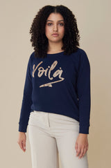 Voilà Sweatshirt - Blau/Glitzer Gold