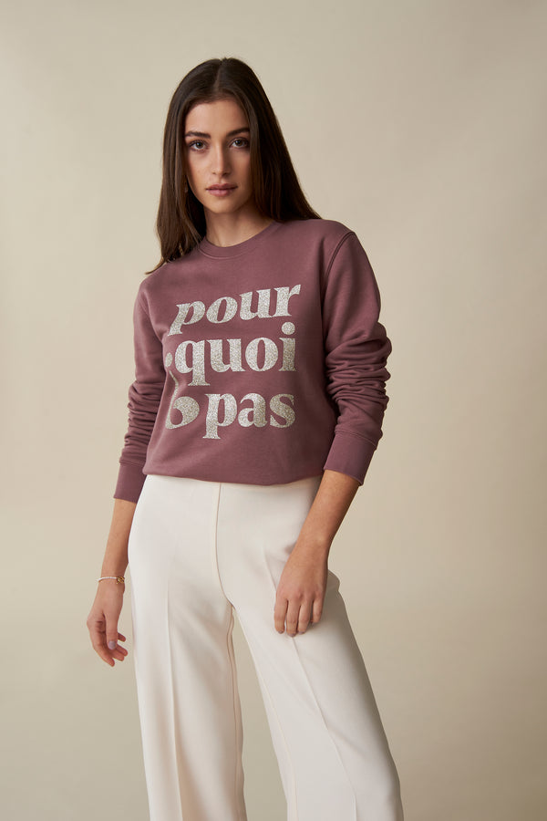 Pour Quoi Pas? Sweatshirt - Mauve/Glitzer Champagner