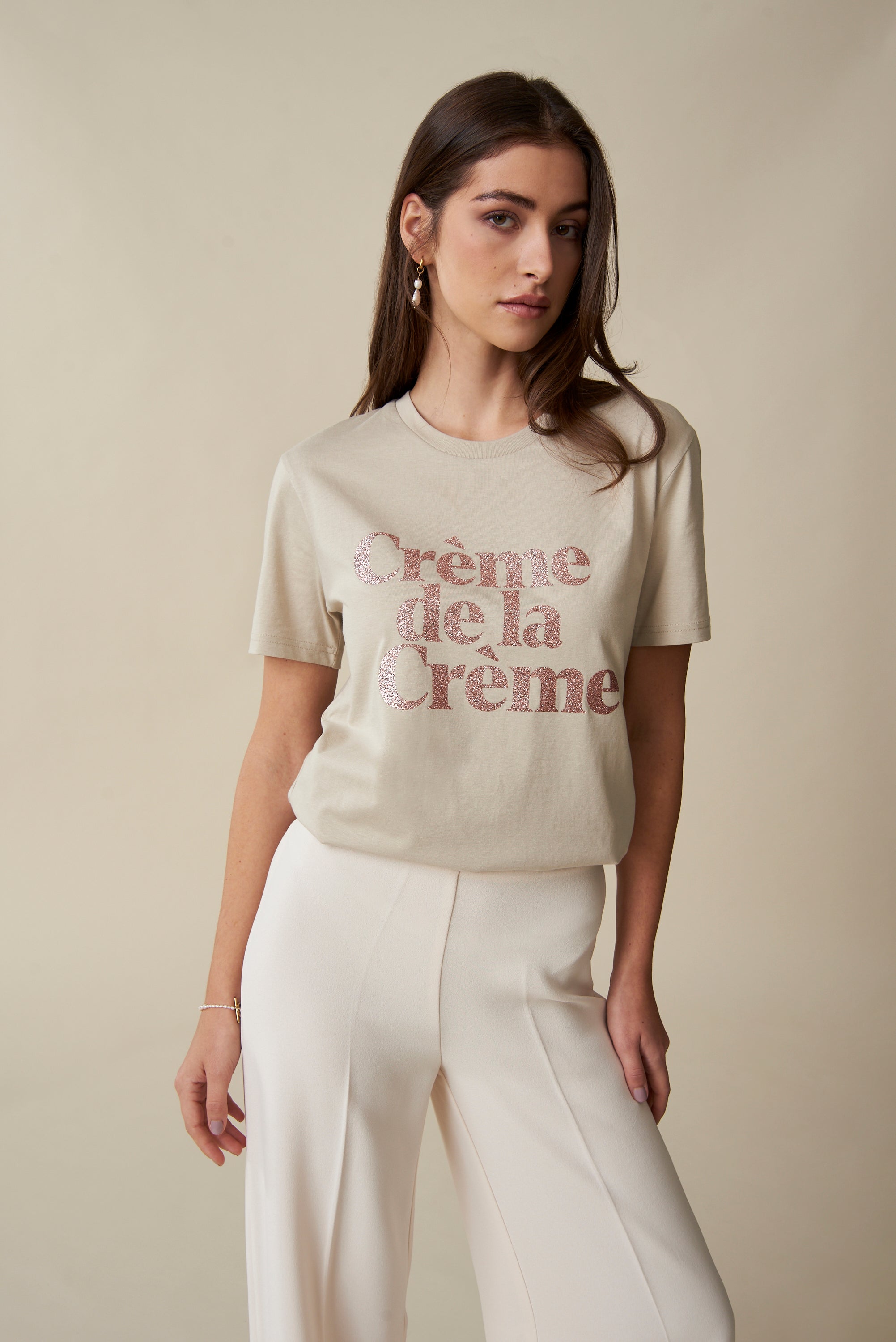Crème de la Crème T-Shirt - Sand/Glitzer
