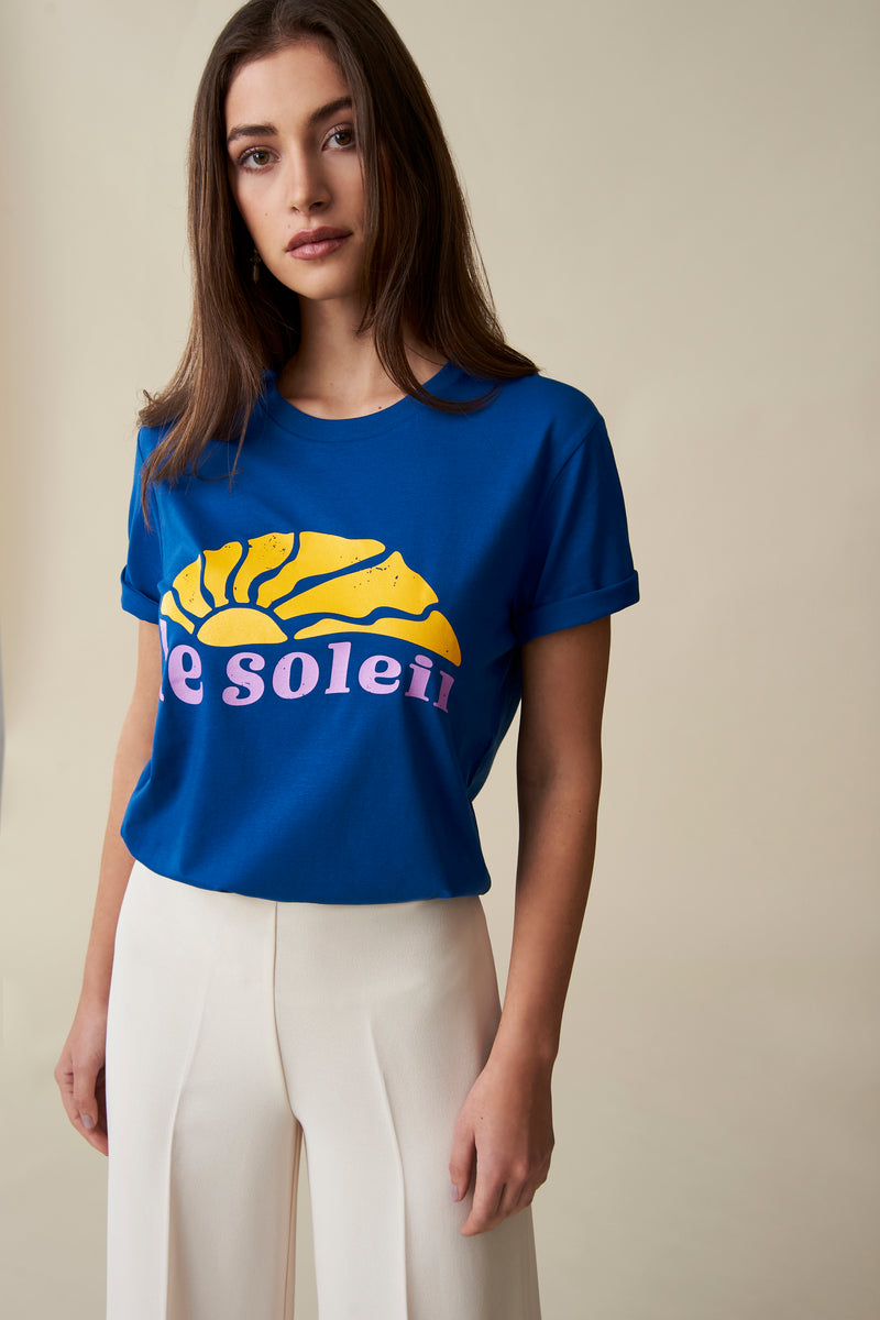 Le Soleil T-Shirt - Blau, Gelb & Flieder