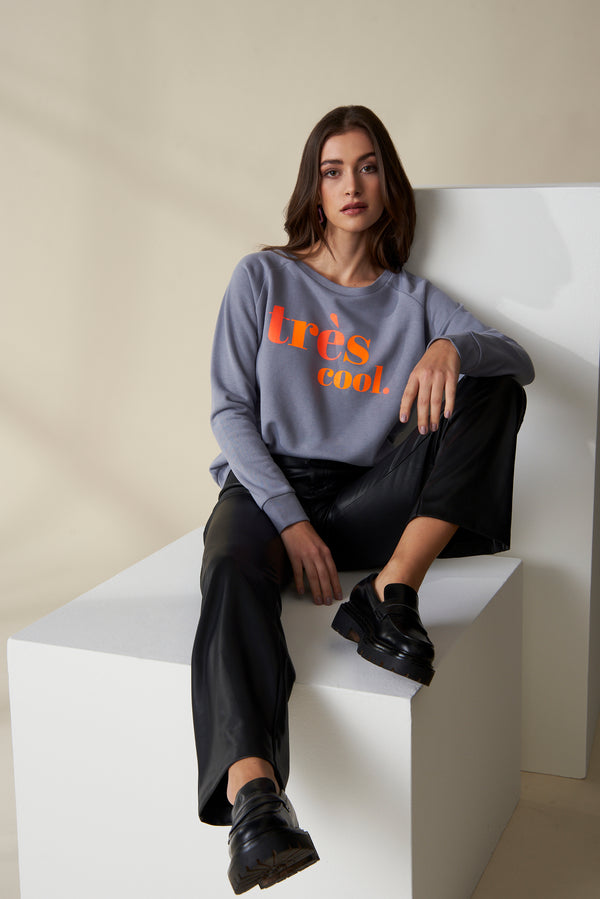 Très Cool Sweatshirt - Grau/Neon Orange