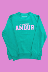 Revolution D'amour Sweatshirt  - Türkis/Rosa Glitzer