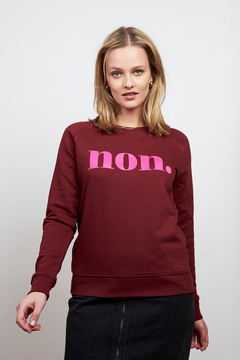 Non. Sweater - Bordeaux/Neon Pink 