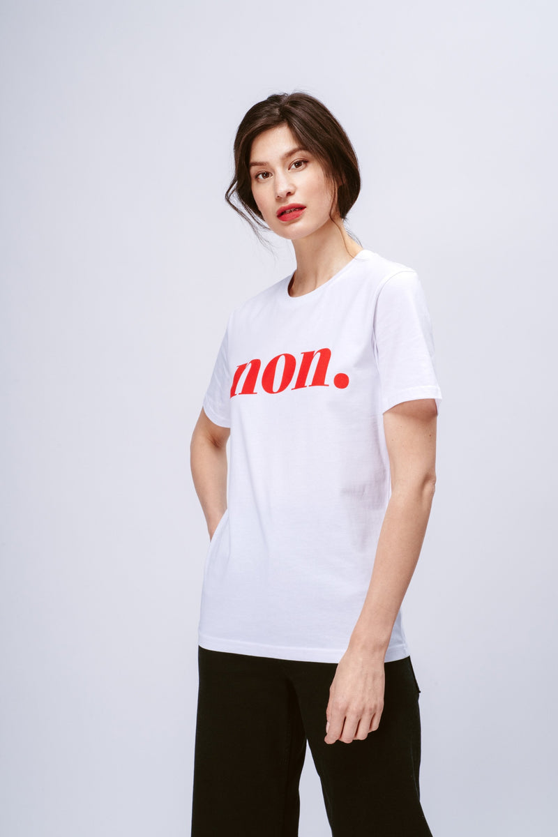 Non. T-Shirt - Weiß/Rot – Bonjour Ben