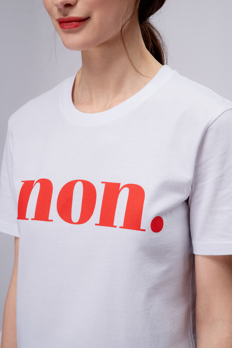 - Weiß/Rot Bonjour T-Shirt Ben Non. –