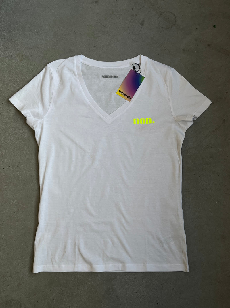non. T-Shirt - Weiß-neongelb