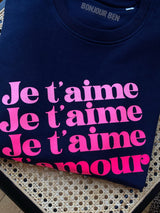 Je t'aime Sweater - Navy/Neon Pink 