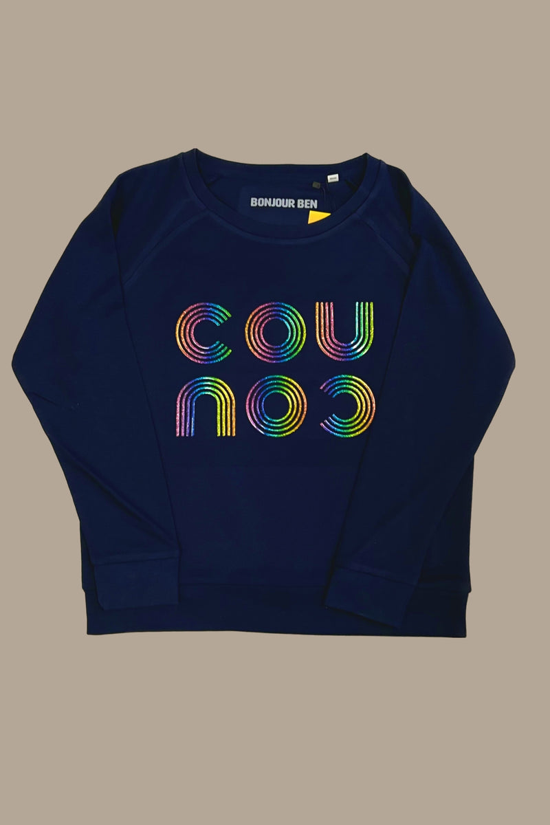 COU COU Sweatshirt - Dunkelblau /Rainbow