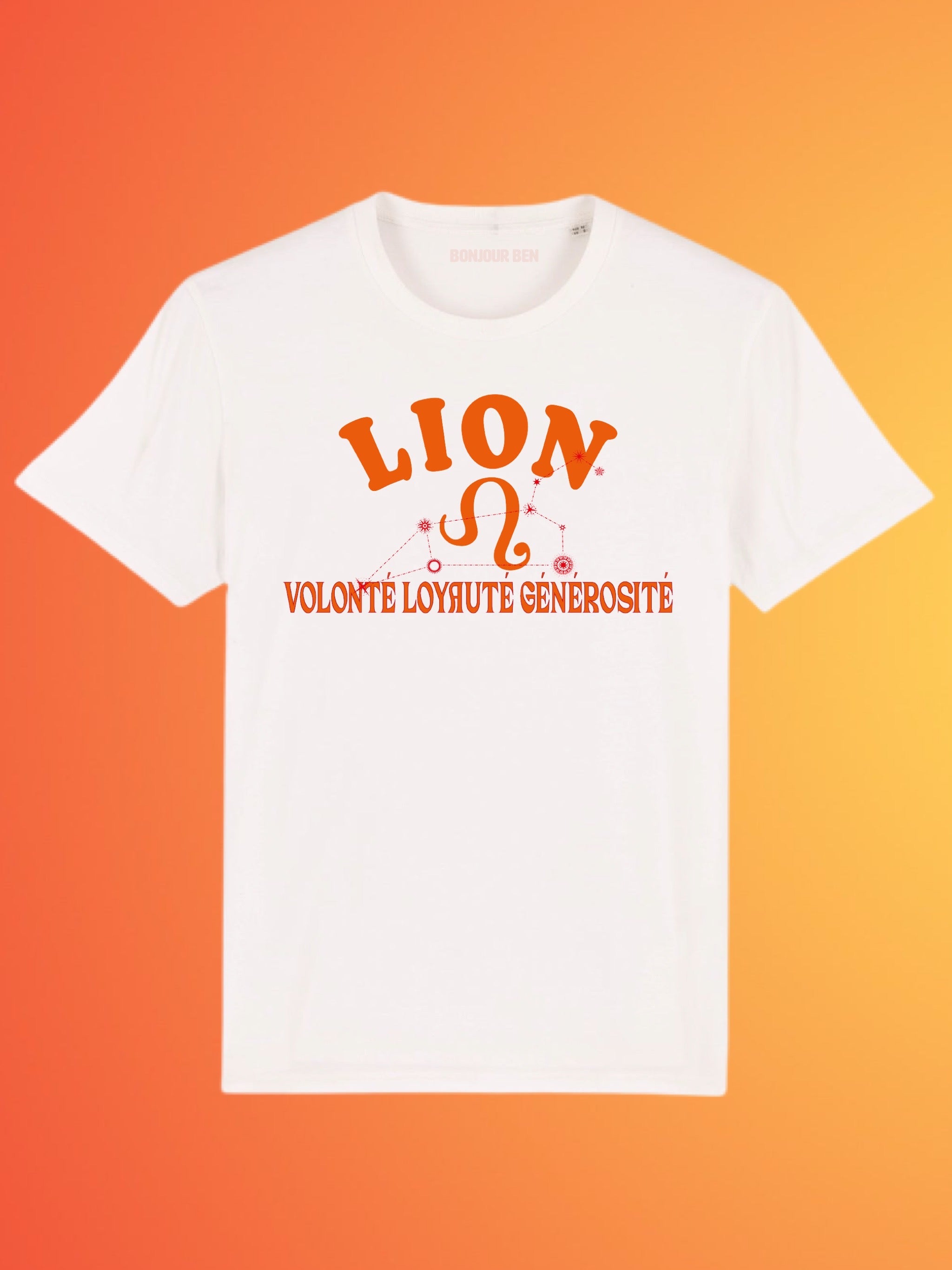 Zodiac signs T-Shirt Lion - White/Orange 