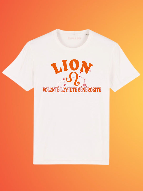 Zodiac signs T-Shirt Lion - White/Orange 