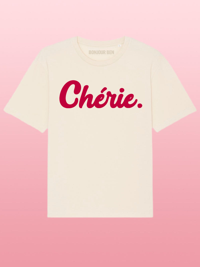Chérie T-shirt - Beige/Red 
