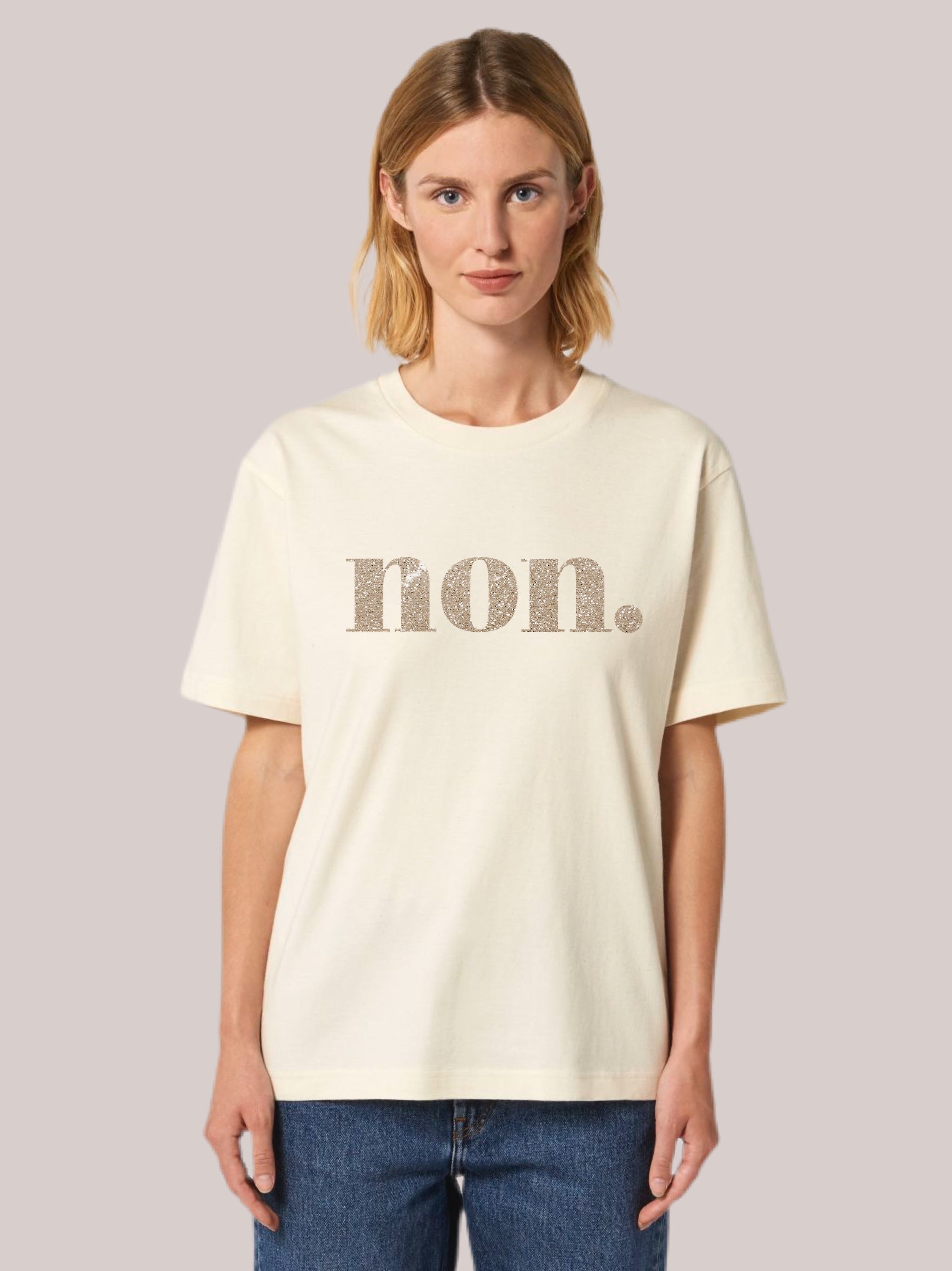 Non. T-Shirt - Beige/Glitzer